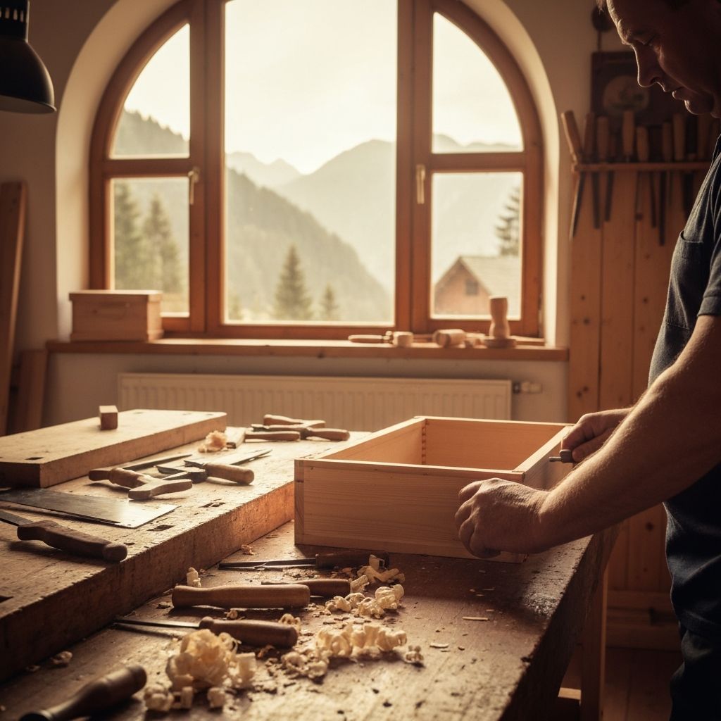 Traditional woodworking workshop crafting beehives